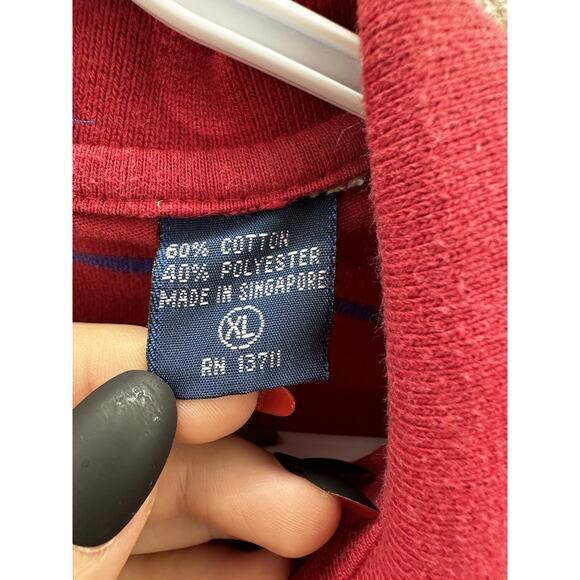 Claybrooke Classic Mens Polo Shirt Size XL Red Striped Short Sleeve Pocket - Picture 6 of 13